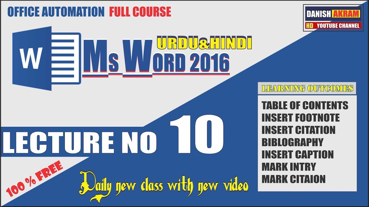 Ms Word 2016 | Ms Word 2016 Lecture no 10| URDU&HINDI |Full Tutorial ...