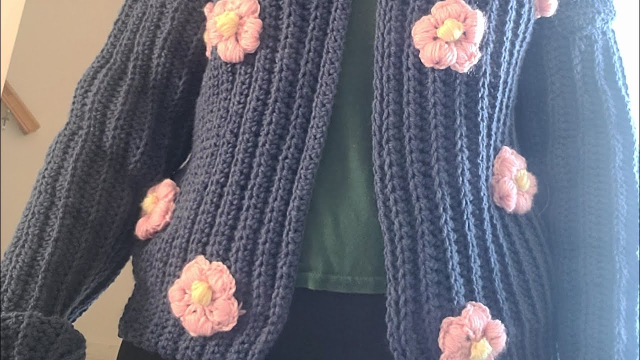 جاكيت بورد كروشيه مميز تكرار غرزتينcrochet jacket with roses 🌹