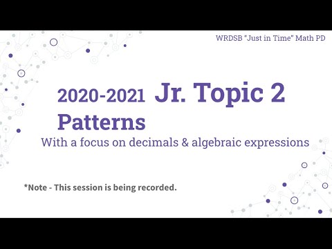 JIT Math PD Junior - Topic 2 - Patterns