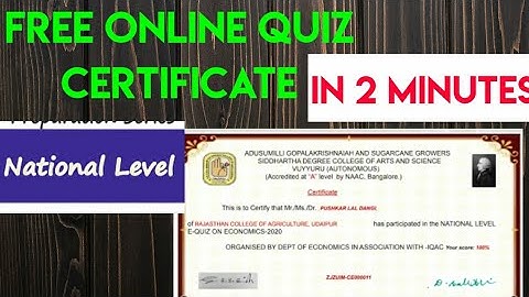 Free National Level Quiz certificate on Economics in 2 Minutes|free online courses with certificates