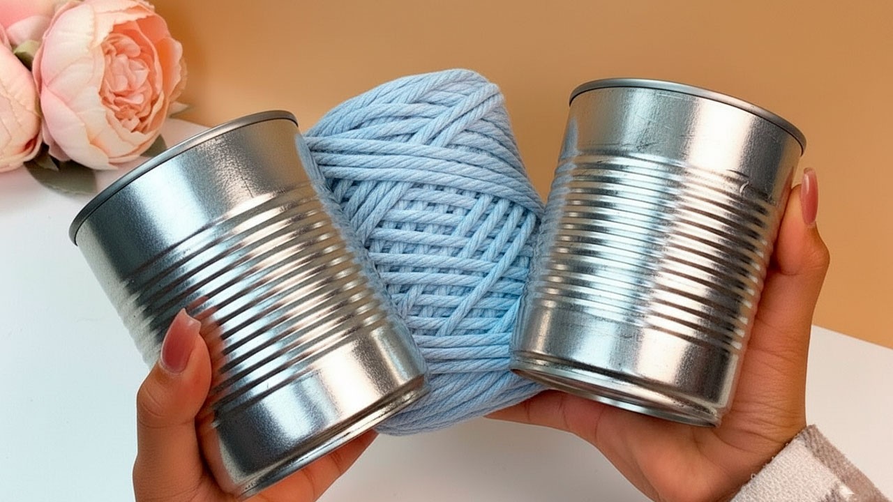 HOW BEAUTIFUL!😍 LOOK WHAT I MADE WITH TIN CANS AND MACRAME ROPE!♻️ The Best of Waste! DIY