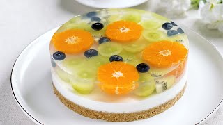 Beautiful Fruit Agaragar Jelly Cake Recipe | 水果燕菜糕食谱不用烤