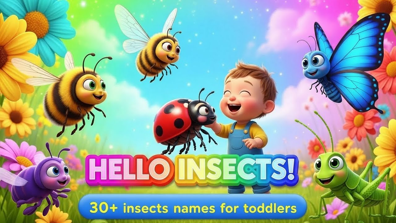 "Insects Names for Toddlers and Kids | Insects for kindergarten  | Educational video for kids"