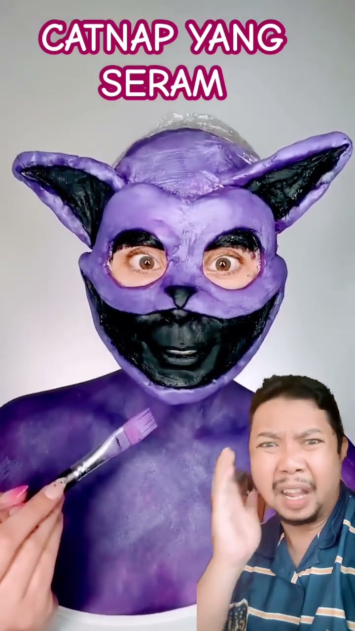 MAKEUP CATNAP UNGU YG SERAM!!!?? #halloween #funny #horror #spooky #mask #comedy