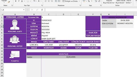 EXCEL PERSONEL TAKİP PROGRAMI YAPIYORUZ 1