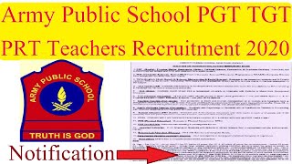 Army Public School PGT TGT PRT PTI Teachers Recruitment 2020, APS Vacancy 2020, AWES CSB 2020