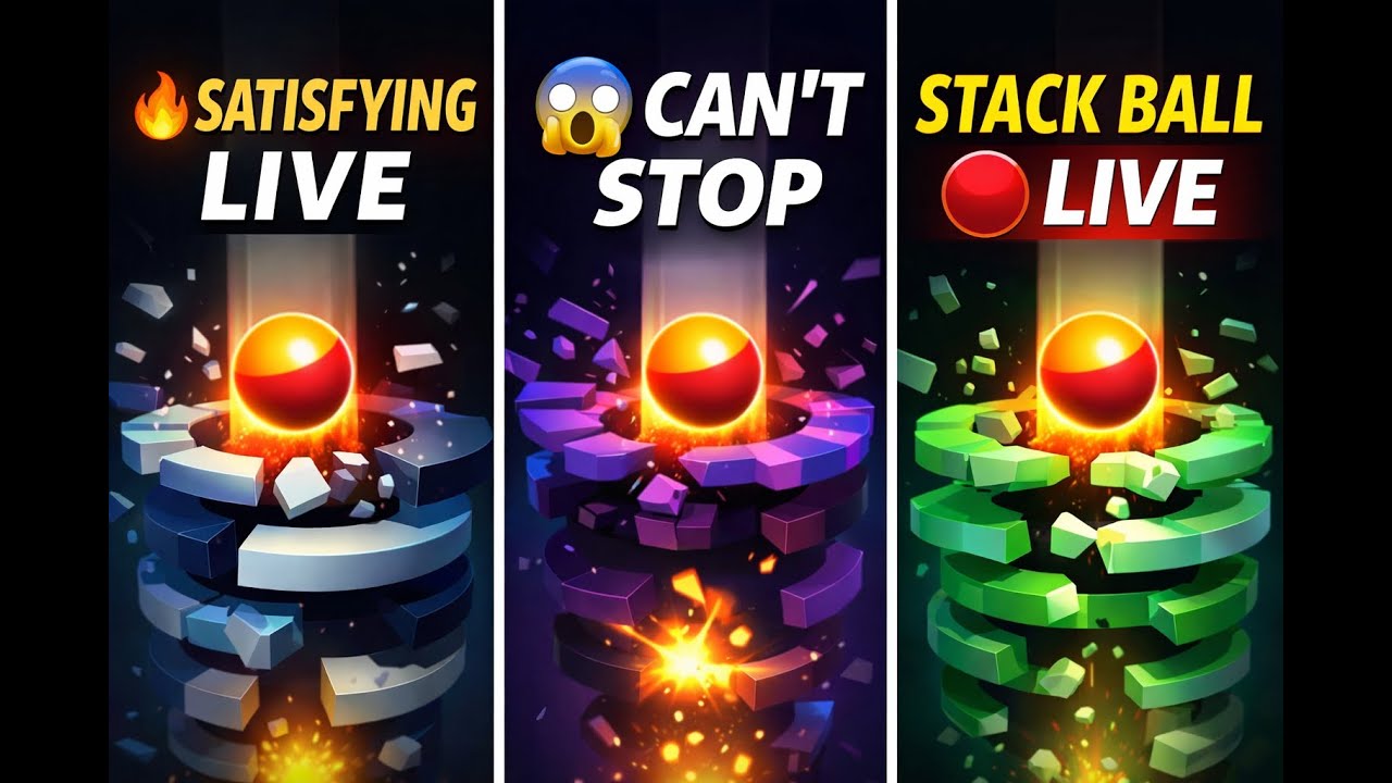 Stack Ball Live 🔴 | Satisfying Gameplay 😍 | Unlimited Fun | Noob to Pro