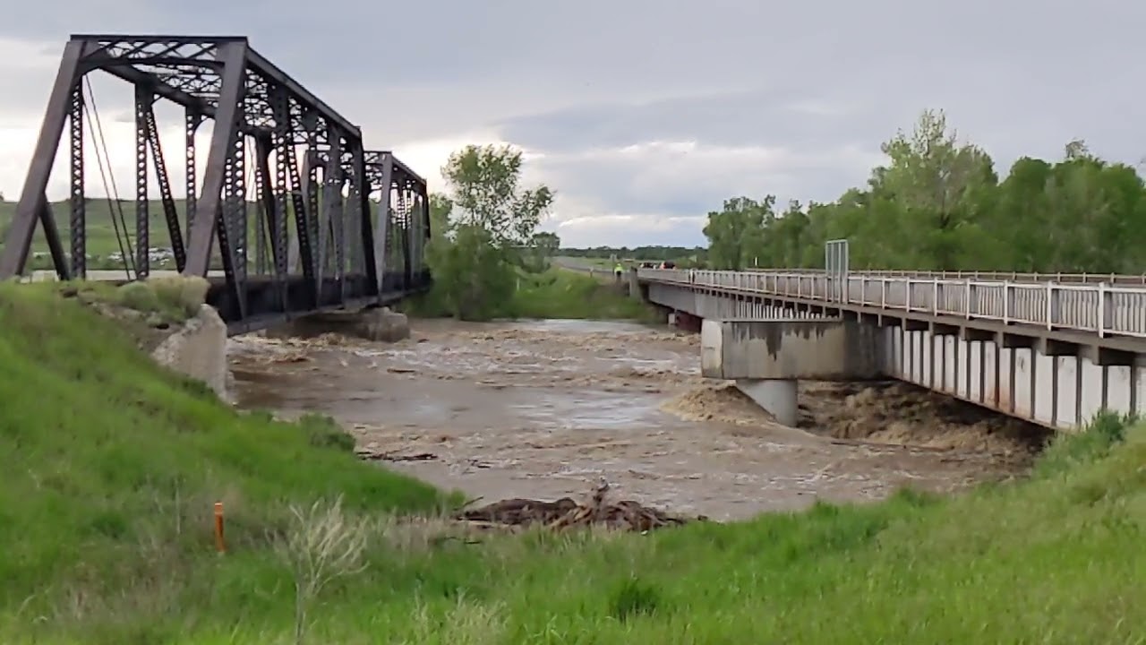 Yellowstone River Flooding in Park County North of Livingston, MT HWY