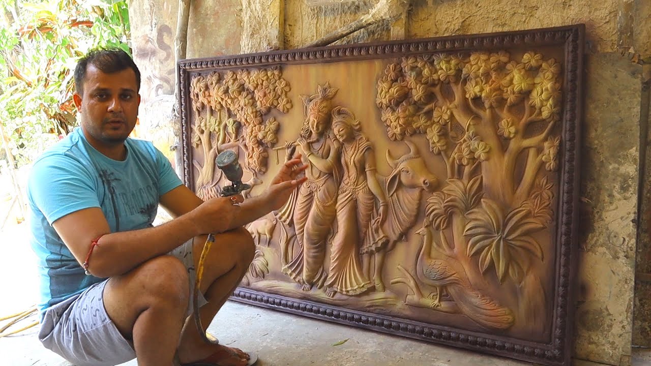 Radhakrishna fiber wall mural art for home decor Elevation design YouTube