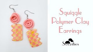 Easy Checkered Polymer Clay Slab - Squiggle earrings