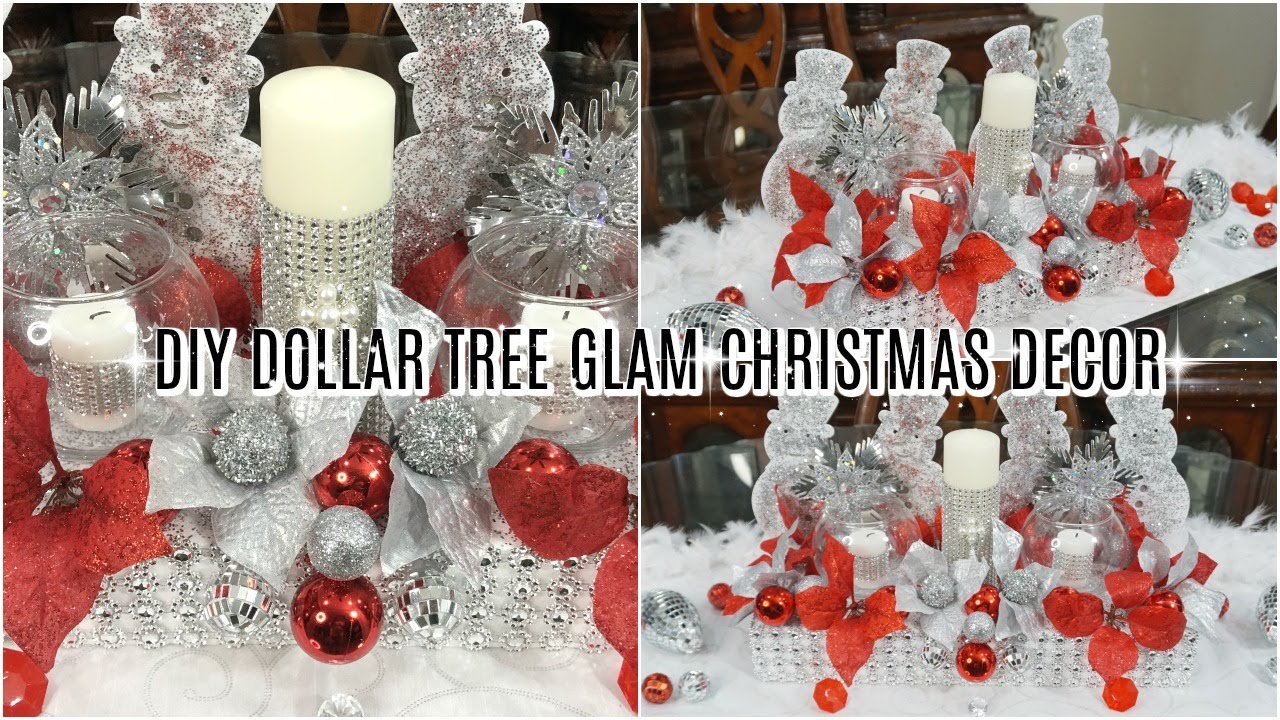 DIY DOLLAR TREE GLAM CHRISTMAS DECOR | DIY WINTER WONDERLAND SNOWMAN CENTERPIECE DECOR 2019