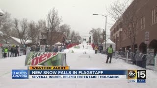 New snow falls in Flagstaff