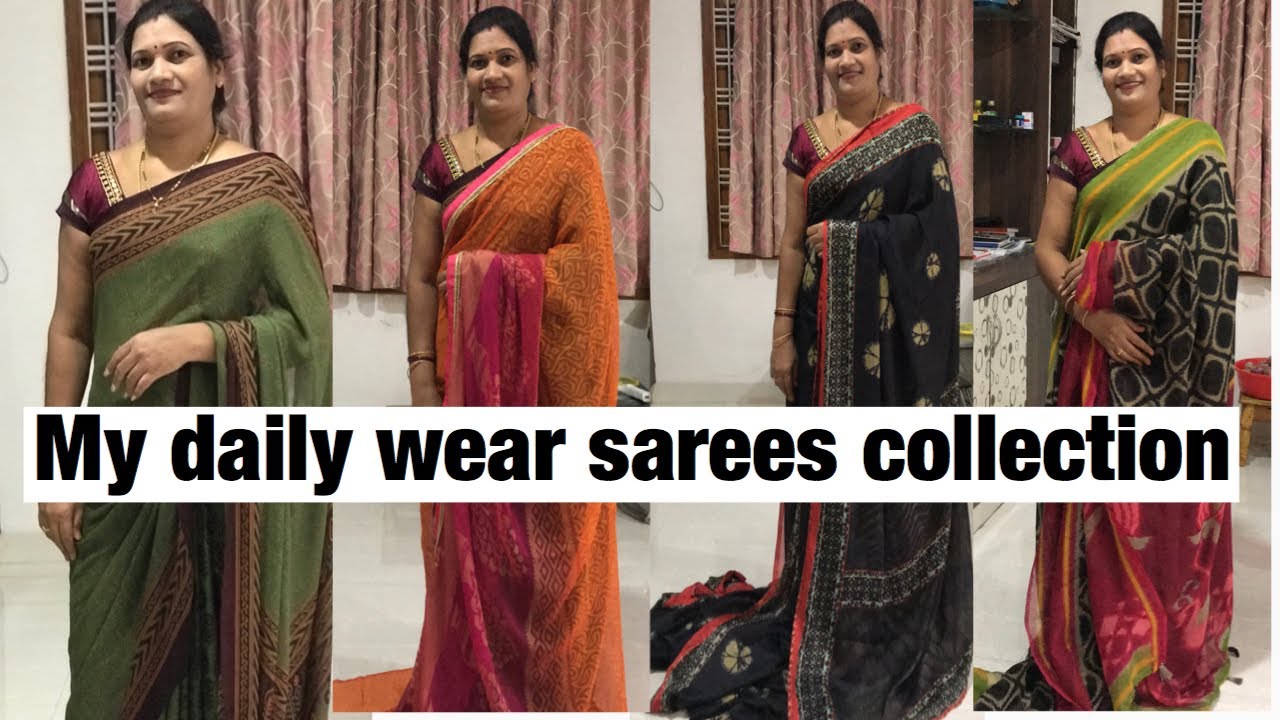 Daily wear sarees with blouses//designer sarees//regular wear sarees//simple blouses//Telugu channel