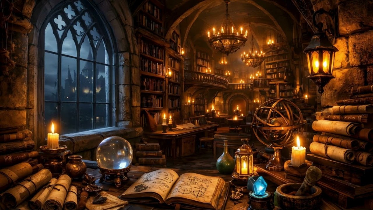 1 Hour Fantasy Library Ambience I Magical Music for Study, Reading | Inspired by Harry Potter & LOTR