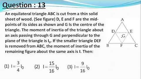 JEE Main 2019 physics solutions |An equilateral triangle ABC is cut from a thin solid sheet ....