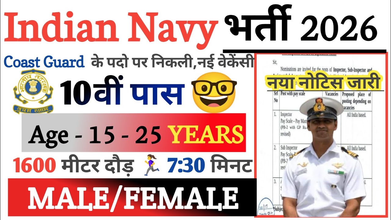 NAVY Rally Recruitment 2026 Notification | NAVY New Vacancy 2026 | Bharti January Jobs | 10th Pass