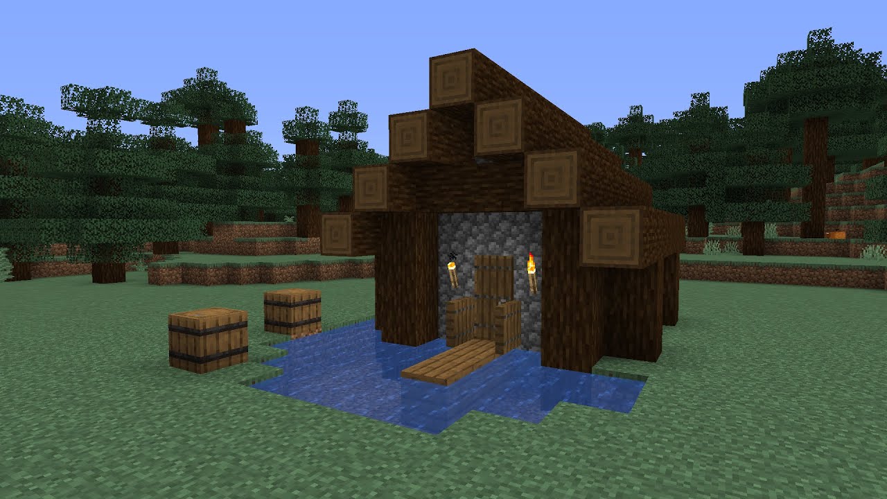 How To Build a Minecraft Taiga Village Fisherman House - YouTube