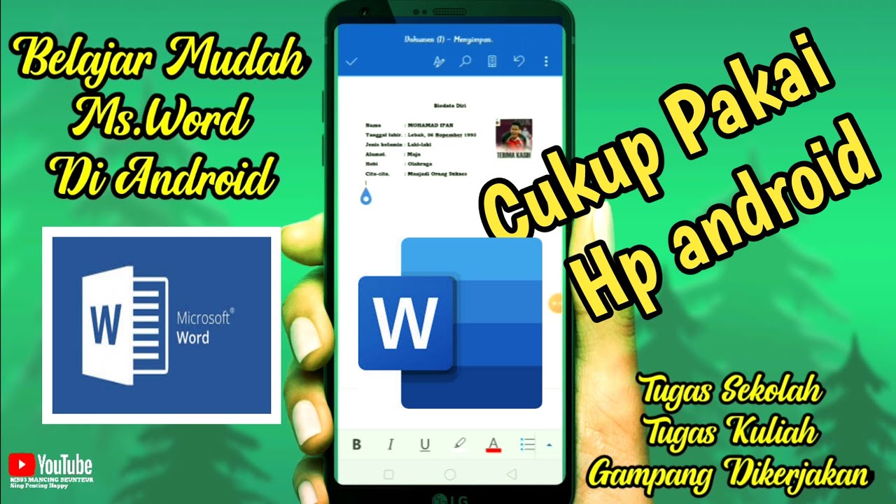 Belajar Microsoft Word paling mudah di Hp Android - YouTube