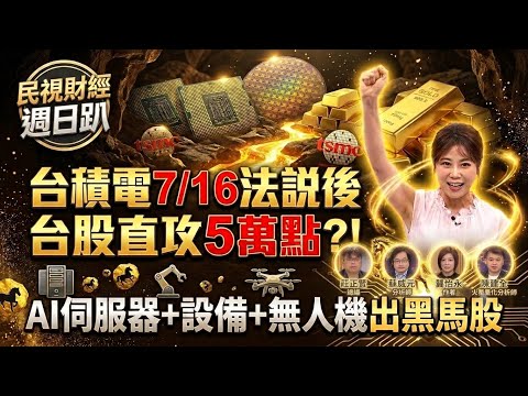 【財經宜&民視財經週日趴】美股週五暴漲!台股颱風假後補噴?!台積電7/16法說後直攻5萬點?!半導體一產線迎營收爆發!AI伺服器+無人機出黑馬股! V大只用4年存金融股財富自由!