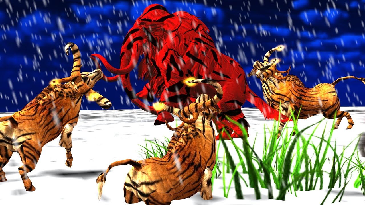 Tiger Bison Team vs Tiger Mammoth Elephant |Epic Battle for Animal Territory|Bull Fight|Wild Animals