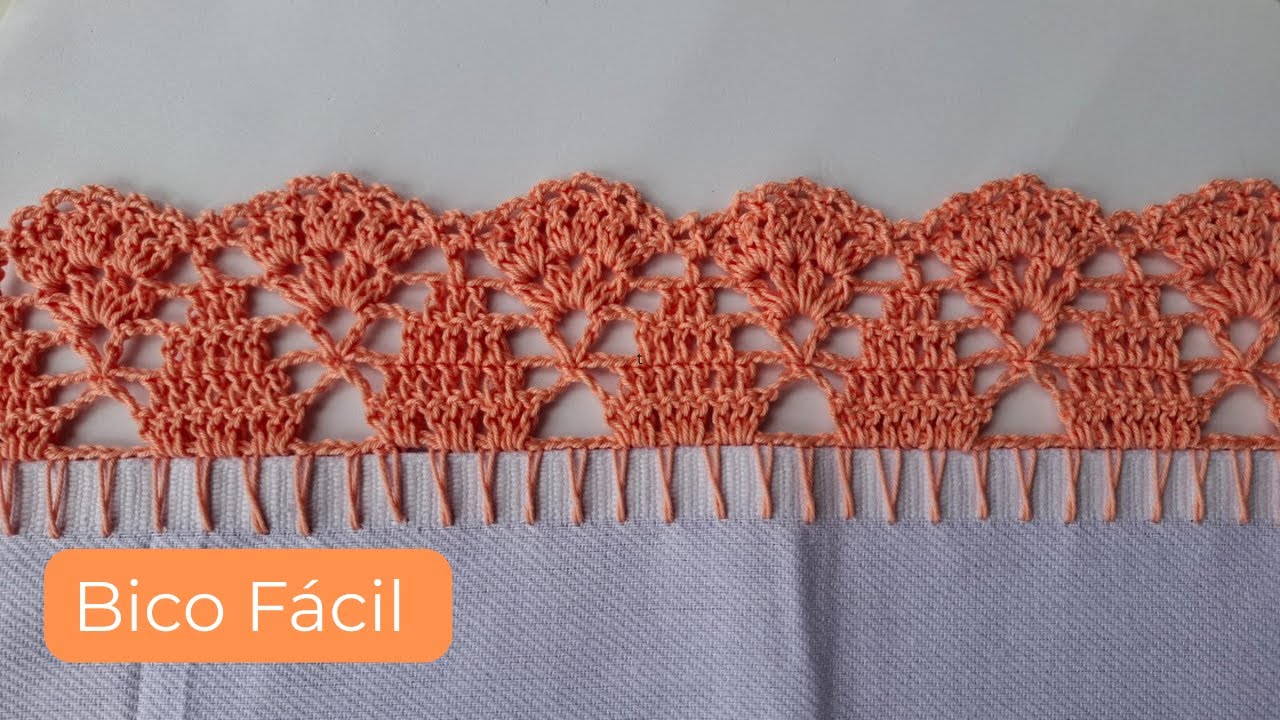 Bico de crochê para Pano de Prato Simples e Fácil #869