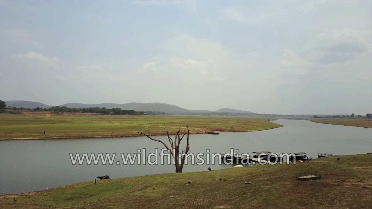 Flying over Kabini River and the adjacent Kabini River Forest Lodge in Nagarhole National Park