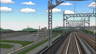 新VRM3★新幹線レイアウト完成22　103系スーパーウグイス色　通勤電車A本線下り線