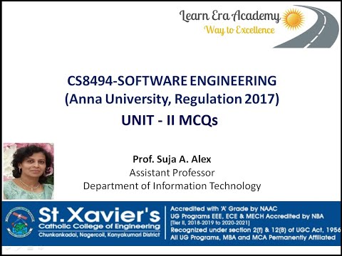Prof.Suja A.Alex | MCQs | Unit- II | CS8494 Software Engineering