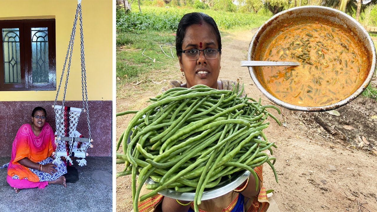 இப்படி ஒருமுறை சமைத்து பாருங்கள் பொரியல் தட்டைக்காய்  குழம்பு  / குழந்தைகளுக்கேற்ற கயிறு ஊஞ்சல்