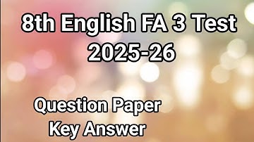 8th English LBA FA3 test  question paper with key answers 2025 @learneasilyhub 