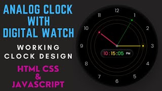 How to Create Beautiful Analog Clock with Digital Clock using HTML CSS & JavaScript Step by step screenshot 4