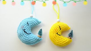 How to Crochet a Moon | Crescent Moon | Moon Ornament | Easy Pattern