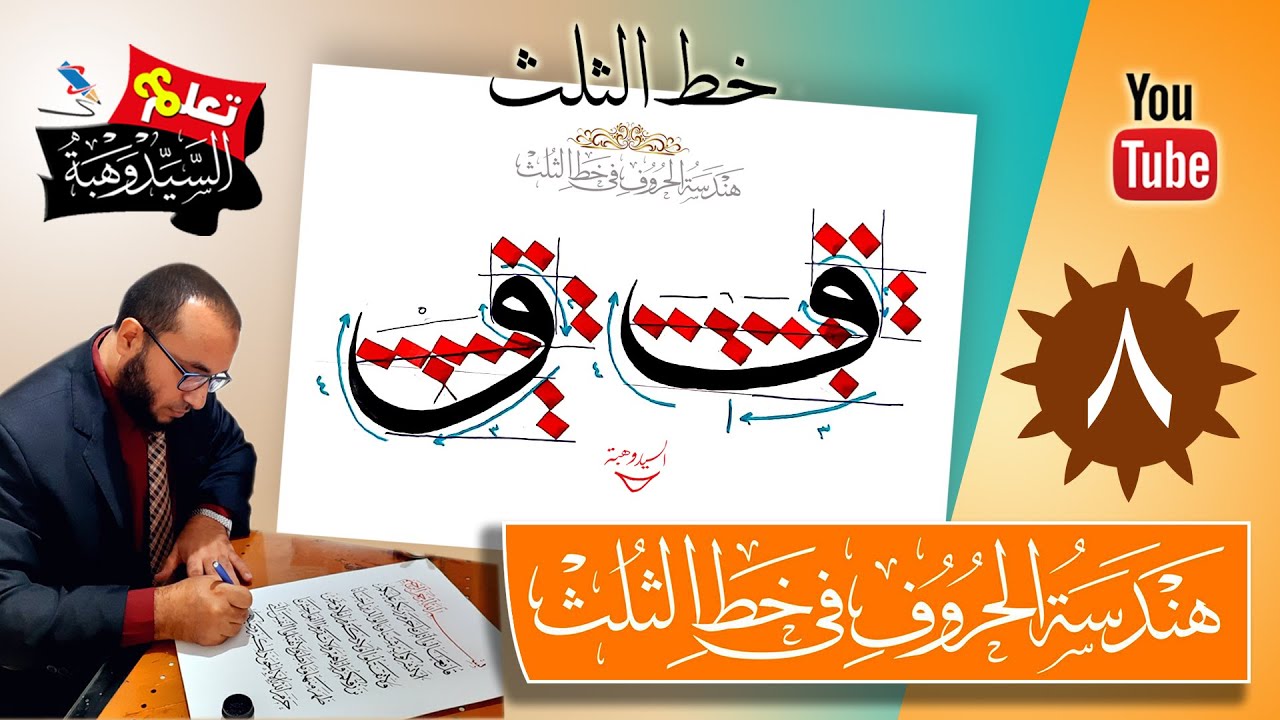 هندسة الحروف في خط الثلث حرفي الفاء والقاف