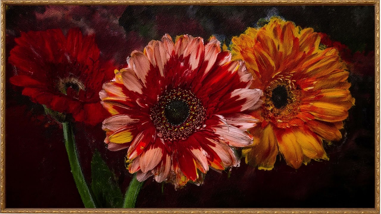 Moody flowers gold frame no music screensaver