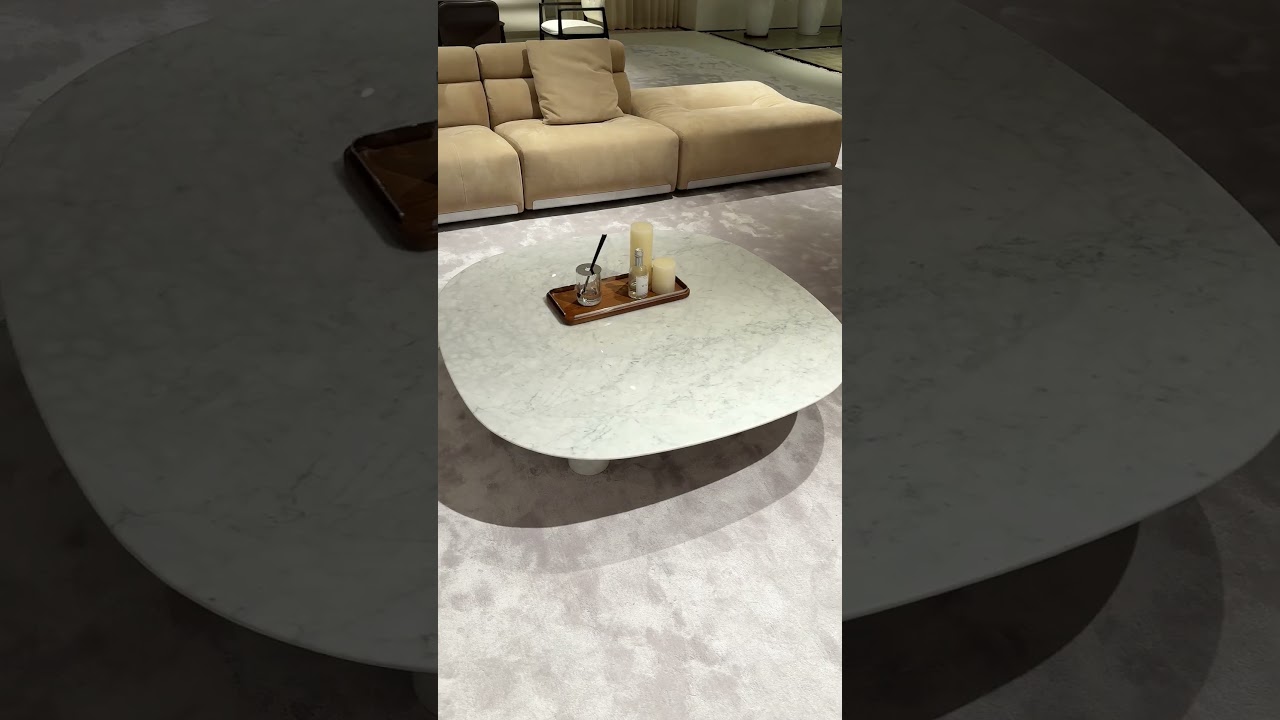 Thin White Vein Marble Coffee Table