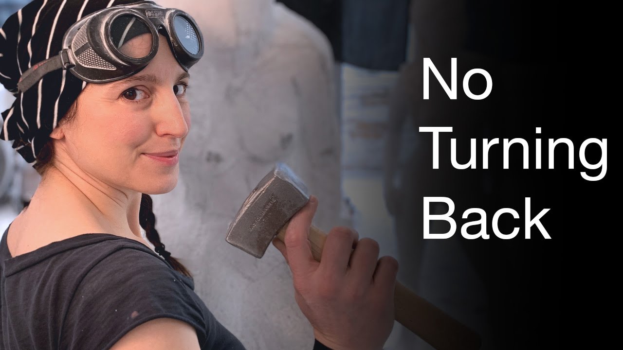 No Turning Back Carving Marble // Modern Athena Sculpture