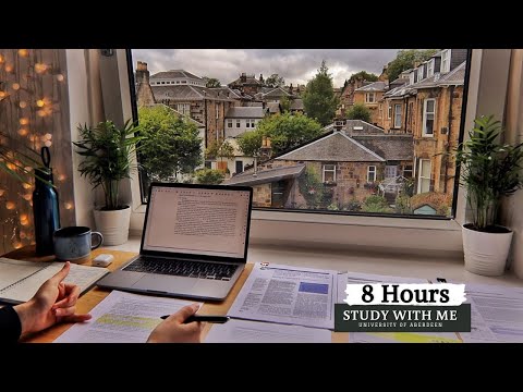 8 HOUR STUDY WITH ME | Background noise, 10-min Break, No music, Study with Merve