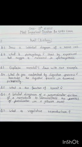 Most important questions for class 10 science part physics, chemistry, biology