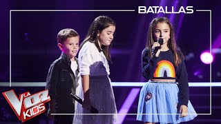 Alex, Alejandra y Paula cantan 'Tacones rojos' | Batallas | La Voz Kids Antena 3 2023 Resimi