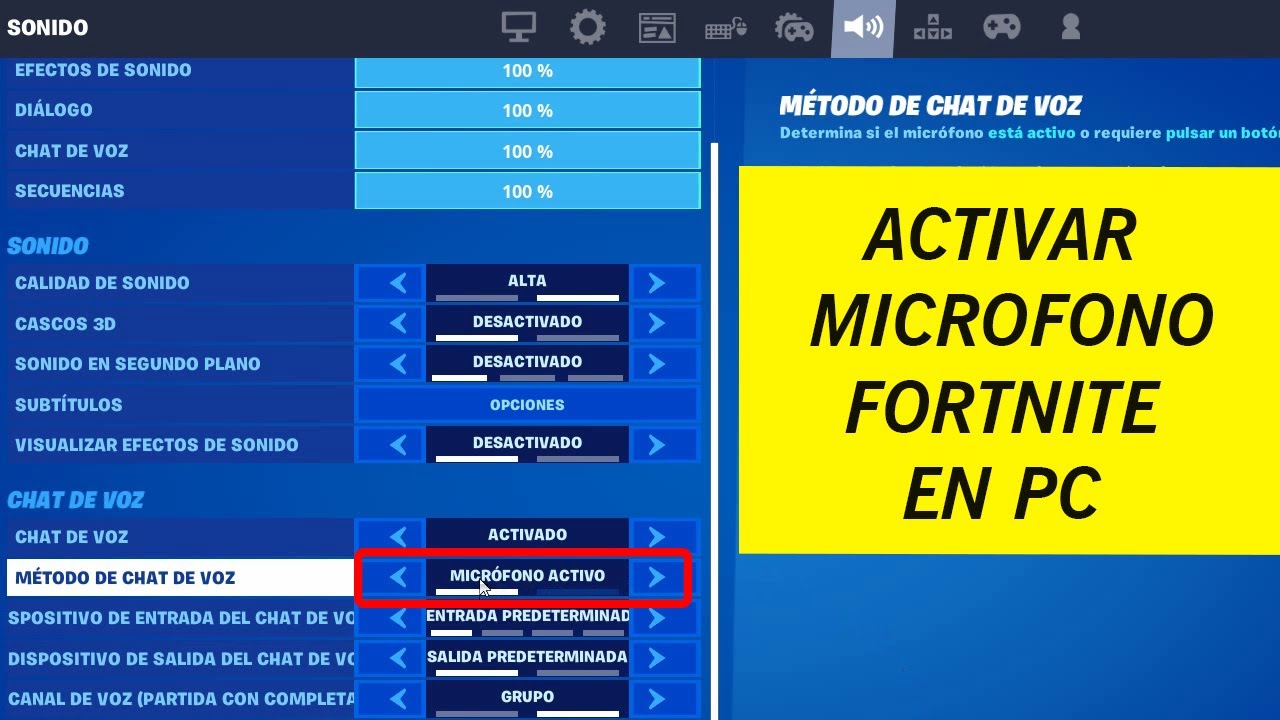 Como activar el microfono en fortnite pc YouTube