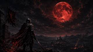 knight looking at blood moon - 2 hour live walpaper