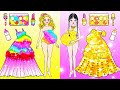 DIY Paper Doll - Rainbow And Rich Pregnant Makeup And Dress Up Barbie Contest Challenge-Dolls Beauty