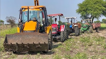 ✅New Jcb 3dx Backhoe Machine Loading Red Mud In Mahindra and Swarai Tractor|Jcb and TractorCartoon 🔥