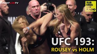 UFC 193 Weigh-ins: Rousey and Holm COLLIDE, Ronda calls Holly fake!