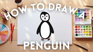 كيفية رسم البطريق 🐧 | دروس الرسم خطوة بخطوة للأطفال 🖍