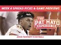 2018 Fantasy Football — Week 6 Spread Picks, NFL Game Previews, and Matchups