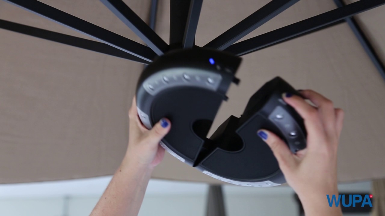 LUMINÁRIA LED RECARREGAVEL C/ CAIXA DE SOM BLUETOOTH PARA OMBRELLONE -  YouTube