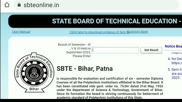 SBTE 6th Semester results 2023 jari||sbte bihar result 2023kaise check kare