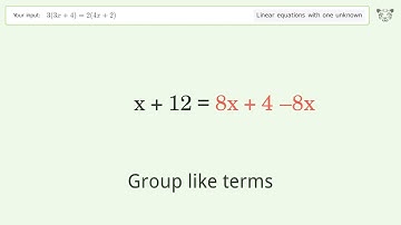 Solve 3(3x+4)=2(4x+2): Linear Equation Video Solution | Tiger Algebra