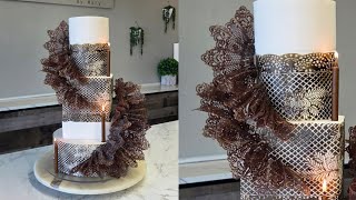Autumnal Edible Chocolate Lace Cake (super easy and fast) | LACE IS BACK BABY! | Modern Lace Cake